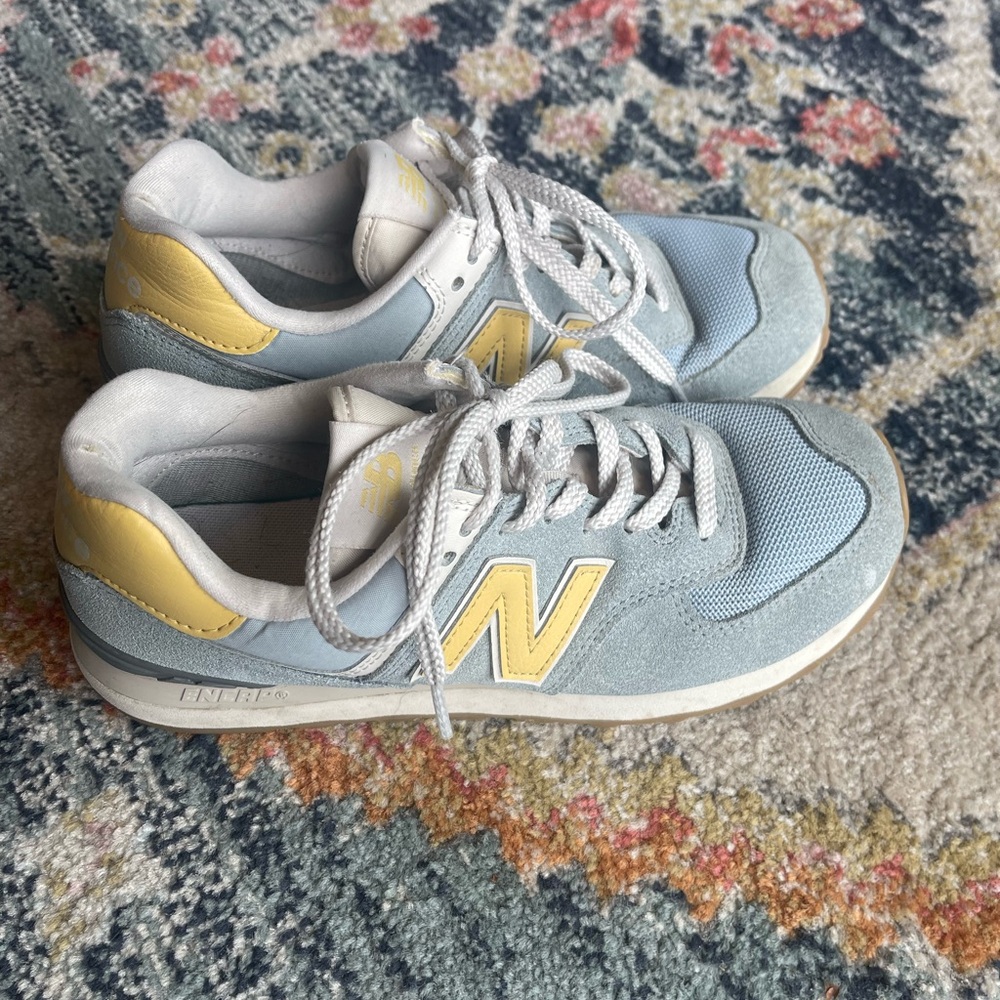 New Balance Light Blue and Yellow Women's Sneakers